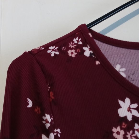 Children Place Girls Ribbed Floral Tie Front Long Sleeve Top Size 14 - Picture 4 of 6